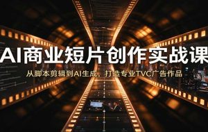 AI商业短片创作实战课:从脚本剪辑到AI生成,打造专业TVC广告作品
