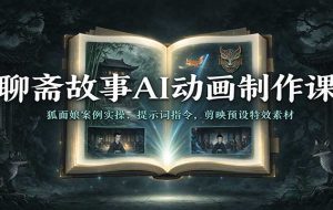 聊斋故事AI动画制作课:狐面娘案例实操,提示词指令,剪映预设特效素材