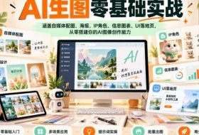 AI生图零基础实战,涵盖自媒体配图、海报、IP角色、信息图表、UI落地页,从零搭建你的AI图像创作能力