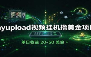 外面收费8000的myupload视频挂机撸美金项目，单日收益20-50美金+工作室可批量搞