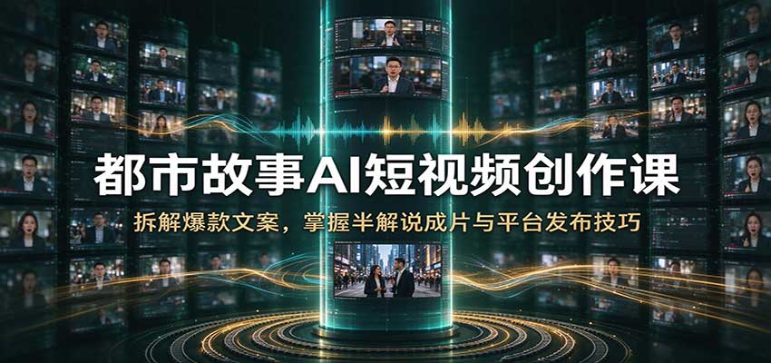 都市故事AI短视频创作课:拆解爆款文案,掌握半解说成片与平台发布技巧 都市故事AI短视频创作课:拆解爆款文案,掌握半解说成片与平台发布技巧
