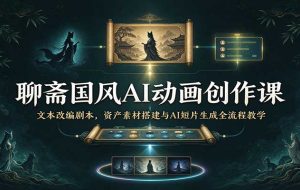 聊斋国风AI动画创作课：文本改编剧本，资产素材搭建与AI短片生成全流程教学
