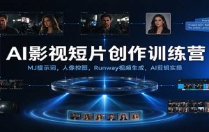 AI影视短片创作训练营：MJ提示词，人像控图，Runway视频生成，AI剪辑实操