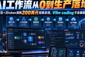 AI工作流从0到生产落地，实战项目+日token消耗200美刀经验总结，Vibe coding不会编程也可以学