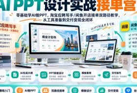AI PPT设计实战接单营|零基础学AI做PPT,淘宝应聘写手/闲鱼开店接单双路径教学,从工具准备到交付变现全闭环