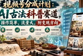 视频号分成计划：AI古法科普赛道，操作简单，流量大，附变现方向