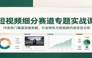 短视频细分赛道专题实战课:19类热门赛道深度拆解,行业特性与短视频内容定位分析