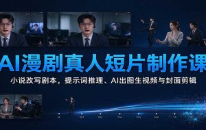 AI漫剧真人短片制作课:小说改写剧本,提示词推理、AI出图生视频与封面剪辑