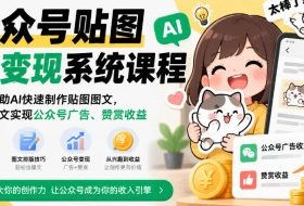 公众号贴图AI变现系统课程|教你借助AI快速制作贴图图文,打造爆文实现公众号广告、赞赏收益
