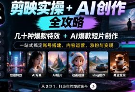 剪映实操+AI创作全攻略｜几十种爆款特效+AI爆款短片制作，一站式搞定账号搭建、内容运营、涨粉与变现