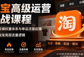 淘宝高级运营实战课程,聚焦店铺权重体系与单品流量起爆,拆解淘宝底层流量逻辑