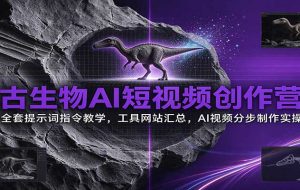 古生物AI短视频创作营:全套提示词指令教学,工具网站汇总,AI视频分步制作实操