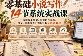 零基础小说写作14节系统实战课,搭建故事框架,积累创作灵感,网文、剧本写作+投稿出书全链路教学