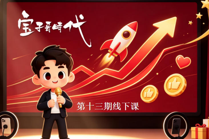 宝子哥抖音直播第13期VIP线下课9月5-6日，26年最值得看的直播课程，快速突破直播间流量瓶颈，打造高效起号闭环