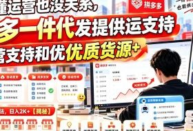不懂运营也没关系，多多一件代发提供运营支持和优质货源，矩阵全套玩法，日入2K+【揭秘】