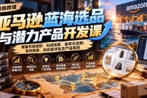 (21035期)亚马逊蓝海选品与潜力产品开发课:掌握市场调研、利润测算、差异化创新、专利筛查、供应链评估及产品规划