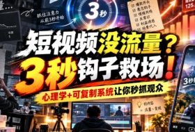 【无水印】短视频没流量?3秒钩子救场!心理学+可复制系统让你秒抓观众【原创双语字幕】
