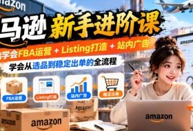 亚马逊新手进阶课,0基础学会FBA运营+Listing打造+站内广告,学会从选品到稳定出单的全流程