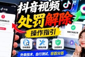 抖音视频处罚解除操作指引,外来技术,自行测试,非百分百