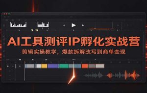 AI工具测评IP孵化实战营:剪辑实操教学,爆款拆解改写到商单变现