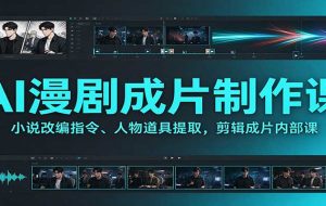 AI漫剧成片制作课:小说改编指令、人物道具提取,剪辑成片全流程