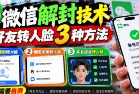 微信解封技术，好友转人脸3种方法，外来技术，有需要自测