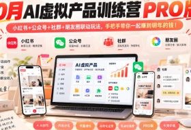 10月AI虚拟产品训练营PRO版,小红书+公众号+社群+朋友圈联动玩法,手把手带你一起赚到明年的钱!
