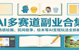 AI多赛道副业合集：情感绘画、民间故事、绘本等AI变现玩法全拆解