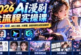 【无水印】2026 AI漫剧全流程实操课|豆包+即梦+海螺,角色三视图、AI修图、创意场景生成实战教学