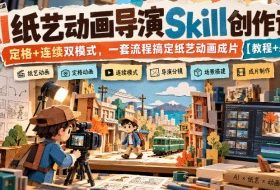 AI纸艺动画导演Skill创作课|定格+连续双模式,一套流程搞定纸艺动画成片【教程+skill】