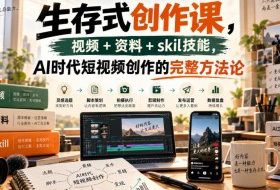 生存式创作课,视频+资料+skil技能,ai时代短视频创作的完整方法论
