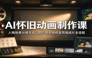 AI怀旧动画制作课:人物场景分镜生成,图片转视频修复剪辑成片全流程