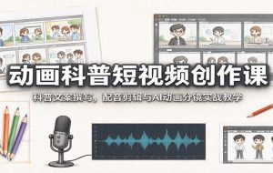动画科普短视频创作课：科普文案撰写，配音剪辑与AI动画分镜实战教学