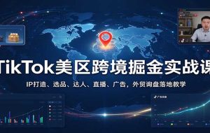 TikTok美区跨境掘金实战课：IP打造、选品、达人、直播、广告，外贸询盘落地教学