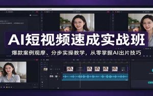 AI短视频速成实战班：爆款案例观摩、分步实操教学，从零掌握AI出片技巧