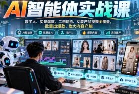AI智能体实战课,数字人、实景爆款、二创翻拍、女装产品视频全覆盖,批量出爆款,放大内容产能
