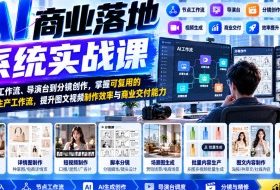 【无水印】AI商业落地系统实战课,从节点工作流、导演台到分镜创作,掌握可复用的AI内容生产工作流,提升图文视频制作效率与商业交付能力
