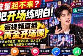 【无水印】流量起不来?先把开场练明白!短视频直播黄金开场课,讲透老号重启、黄金开场、留人话术、钩子模板与数据优化实战技巧