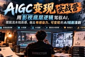 AIGC变现实战营，用影视底层逻辑驾驭AI，摆脱流水线质感，做出有感染力、可变现的AI短剧漫剧