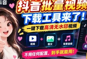 抖音批量视频下载工具，一键下载高清无水印视频，到手就能用