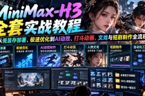 (21161期)MiniMax-H3全套实战教程:从低显存部署、极速优化到AI动效、打斗动画、文戏与短剧制作全流程