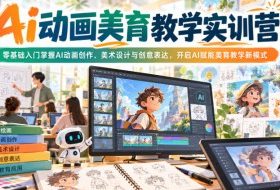 Ai动画美育教学实训营，零基础入门掌握AI动画创作、美术设计与创意表达，开启AI赋能美育教学新模式