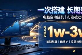一份投入长期收益,电脑自动挂G类目,搭建被动收入每月增收1w-3w【揭秘】