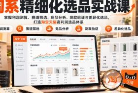 货架电商精细化选品实战课:掌握利润测算、赛道筛选、竞品分析、测款验证与差异化选品,打造淘宝天猫高利润选品体系