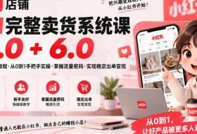 小红书店铺0-1完整卖货系统课5.0+6.0,新手保姆级教程·从0到1手把手实操·掌握流量密码·实现稳定出单变现