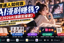 （21173期）普通人如何靠AI漫剧赚钱？《2026AI漫剧实操课》从小说改编、角色场景生成到视频制作、账号运营与接单变现