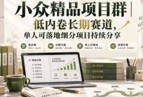 小众精品项目群|低内卷长期赛道,单人可落地细分项目持续分享