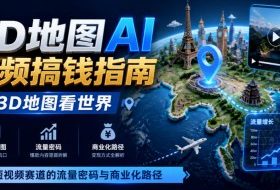 3D地图AI视频搞钱指南,3D地图看世界,AI短视频赛道的流量密码与商业化路径【文档】