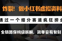 (21206期)炸裂!做小红书虚拟资料,通过一个细分赛道疯狂捞金,全链路保姆级拆解,简单容易复刻