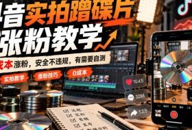 抖音实拍蹭碟片涨粉教学,0成本涨粉,安全不违规,有需要自测